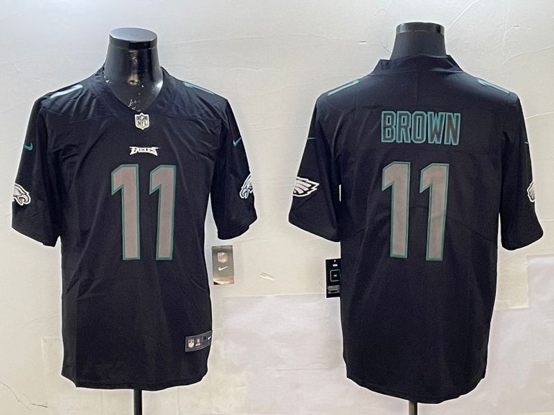 Men Philadelphia Eagles #11 Brown 2025 Nike Fashion Impact Black Limited NFL Jersey style 1